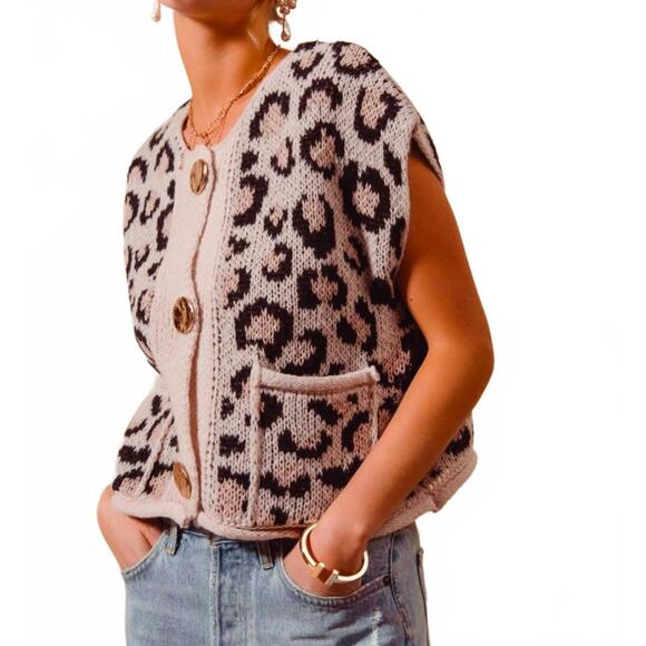 NEW SO ME aubrielle sweater vest in taupe - Picture 4 of 6